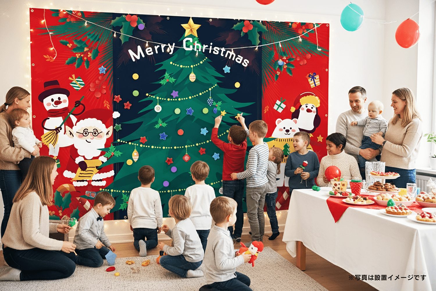 クリスマスフォトスポット幕利用イメージ